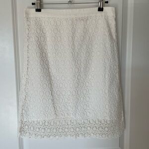 Ann Taylor Loft Cotton White Lace Midi Skirt